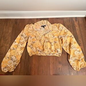 Cropped Yellow Floral Camisole Top